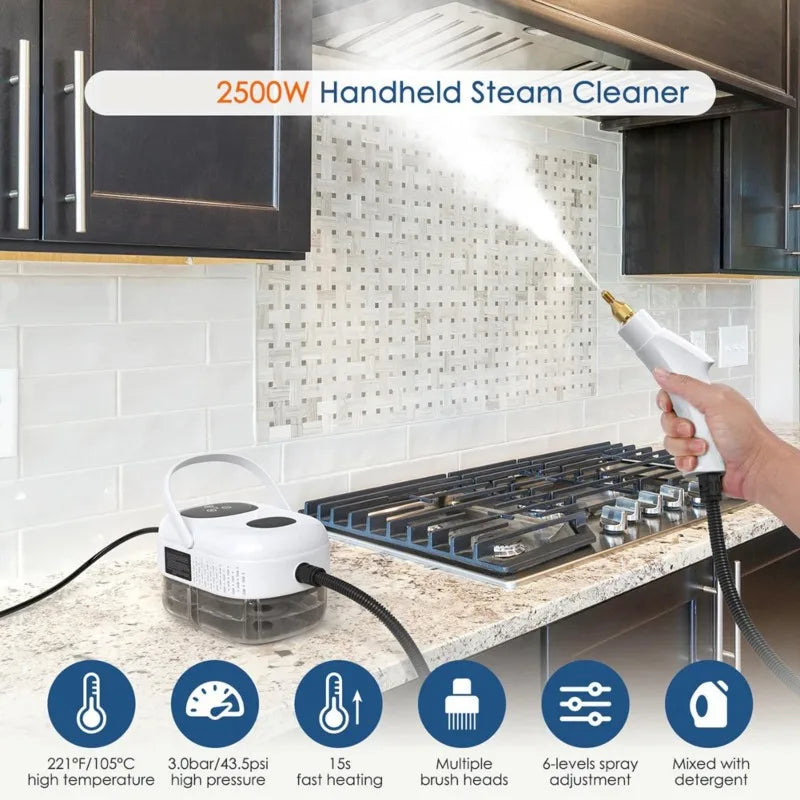 1500W Steam Cleaner High Temperature Pressure Washer Steam Cleaning Machine For Airconditioning Car Hood 1200Ml EU Plug
