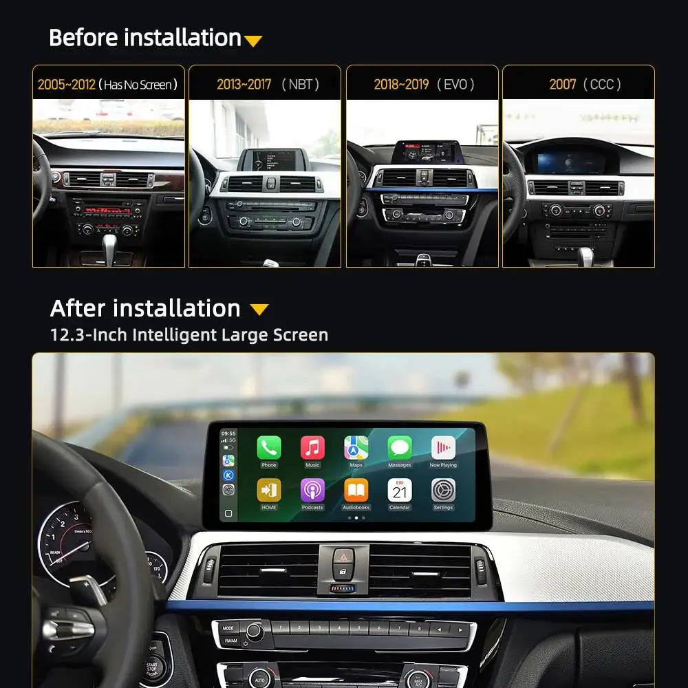 12.3'' IPS Carplay Car Stereo Linux System Car Multimedia Head Unit GPS Video Player for BMW 1 Series E81 E82 E87 E88 2006-2011