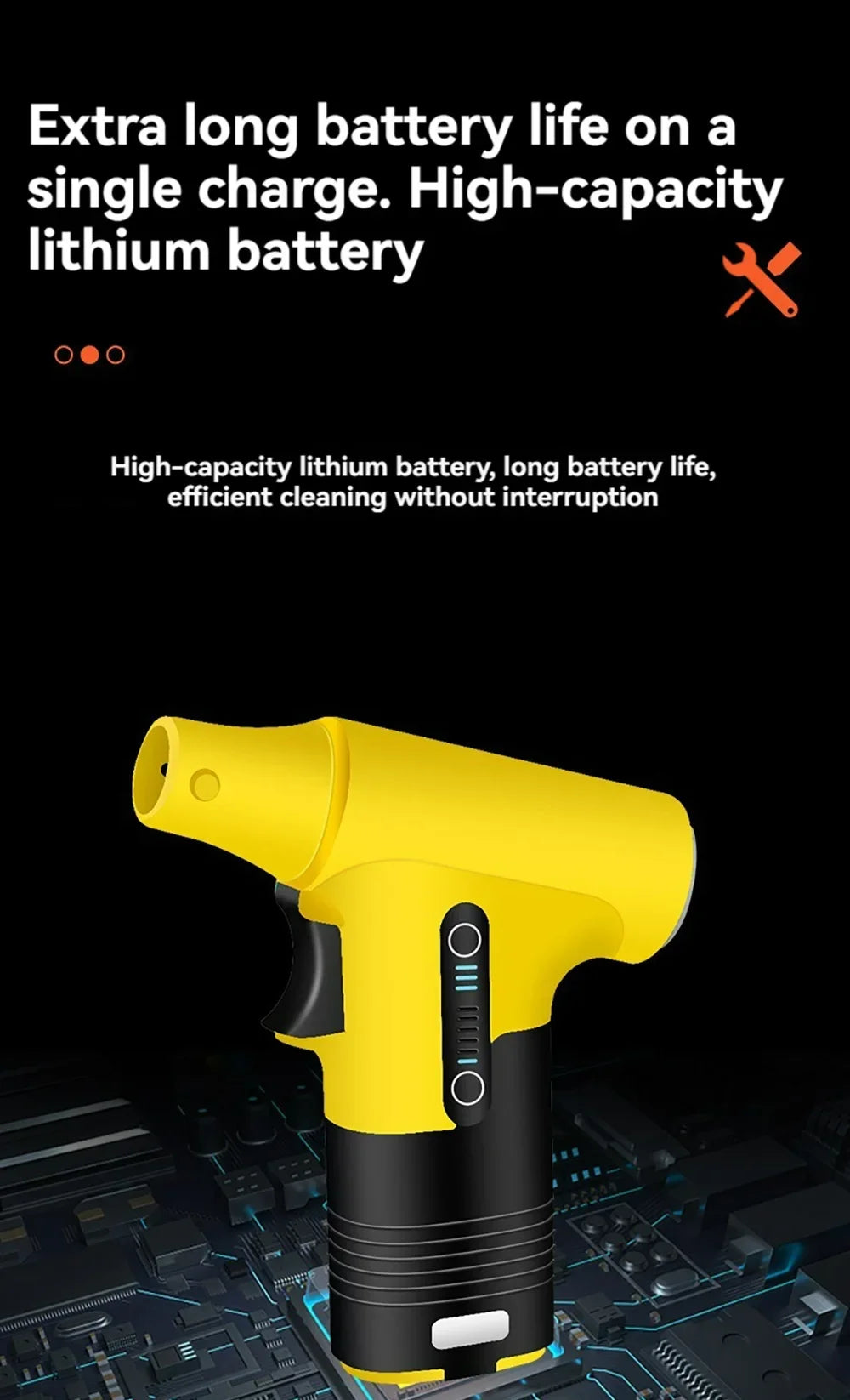3000mAh 7.4V 130000RPM Brushless Jet Fan Super Strong Blower 3 Speed Blowing Suction Dual-Purpose Turbo Fan Powerful Air Blower