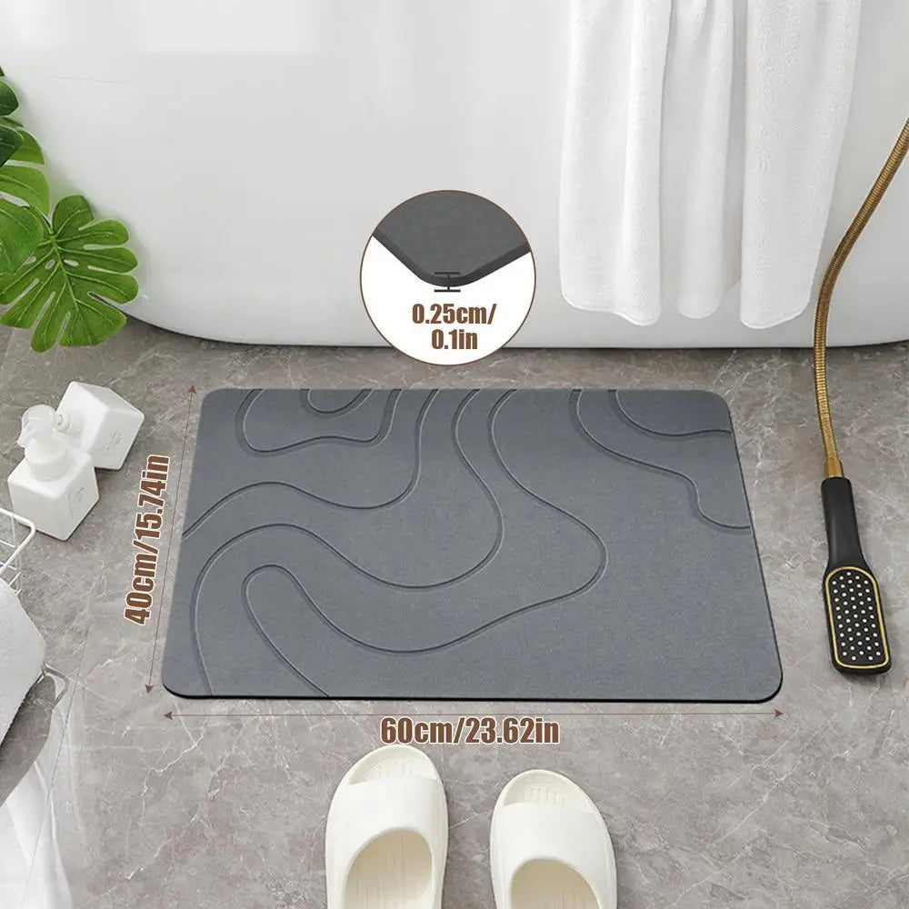 1PC Super Absorbent Non-slip Bathroom Mat Diatomaceous Earth Bathroom Mat Quick Drying Bath Mats Entryway Rugs Home Decoration