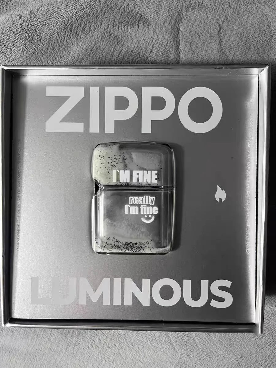 Zippo Creative Luminous Flowing Sand Oil Lighter combination, Shell Fuel Lighter unisex Windproof Collection in box