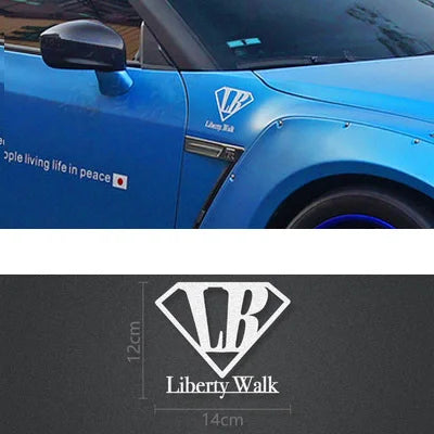 Performance Liberty Walk LB Rising Wide-bodied Modified Racing Bumper Sticker Reflective Car Window Hood Body Vinyl Decal