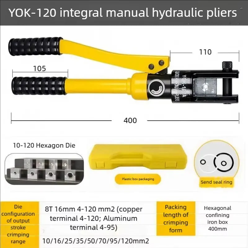 6-120 Hydraulic Crimping Pliers YQK-120 Pressure 6T Home Hydraulic Tools Hydraulic Pliers DIY Cable Terminal Crimping Pliers