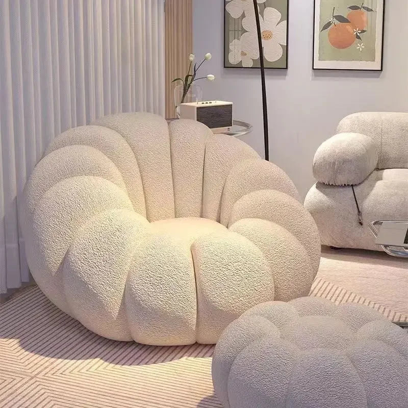 Canapé paresseux inclinable et couchette Crème Vent Citrouille Pédale Pouf Tatami Petit Canapé Simple Chaise Nid Paresseux