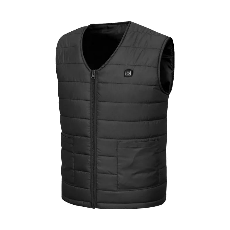 10 Area Electric Heated Vest Unisex V-neck USB Self Heating Jacket for Men Women Outdoor Heated Coat Winter Warm Clothes