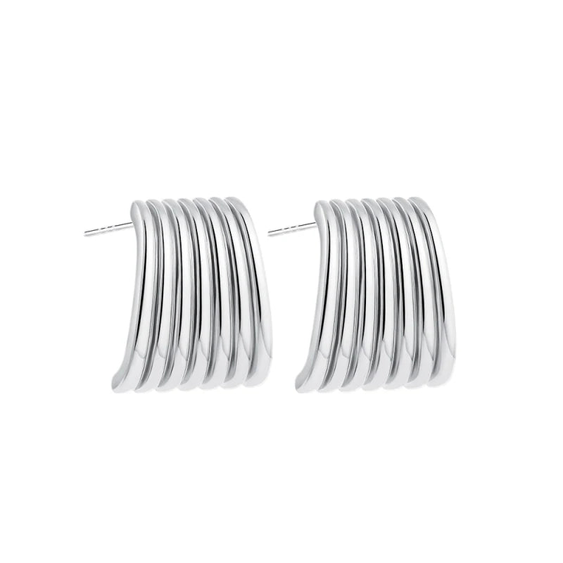 Trendy Stainless Steel Multilayer Circle Twist Knot Earrings for Women Texture Mixed Color Gold Plated Statement Earring Bijoux