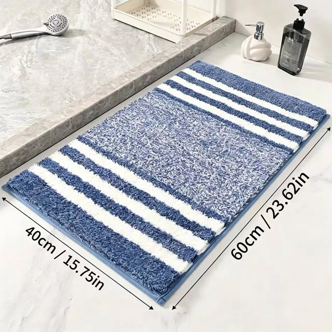 Soft Plush Striped Bath Rug Water Absorption Doormat For Bathroom Bedroom