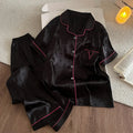 Nouveau pyjama d'été fleuri pour femme, ensemble de pyjama d'été frais à manches courtes et pantalon en soie glacée pour fille, photos réelles