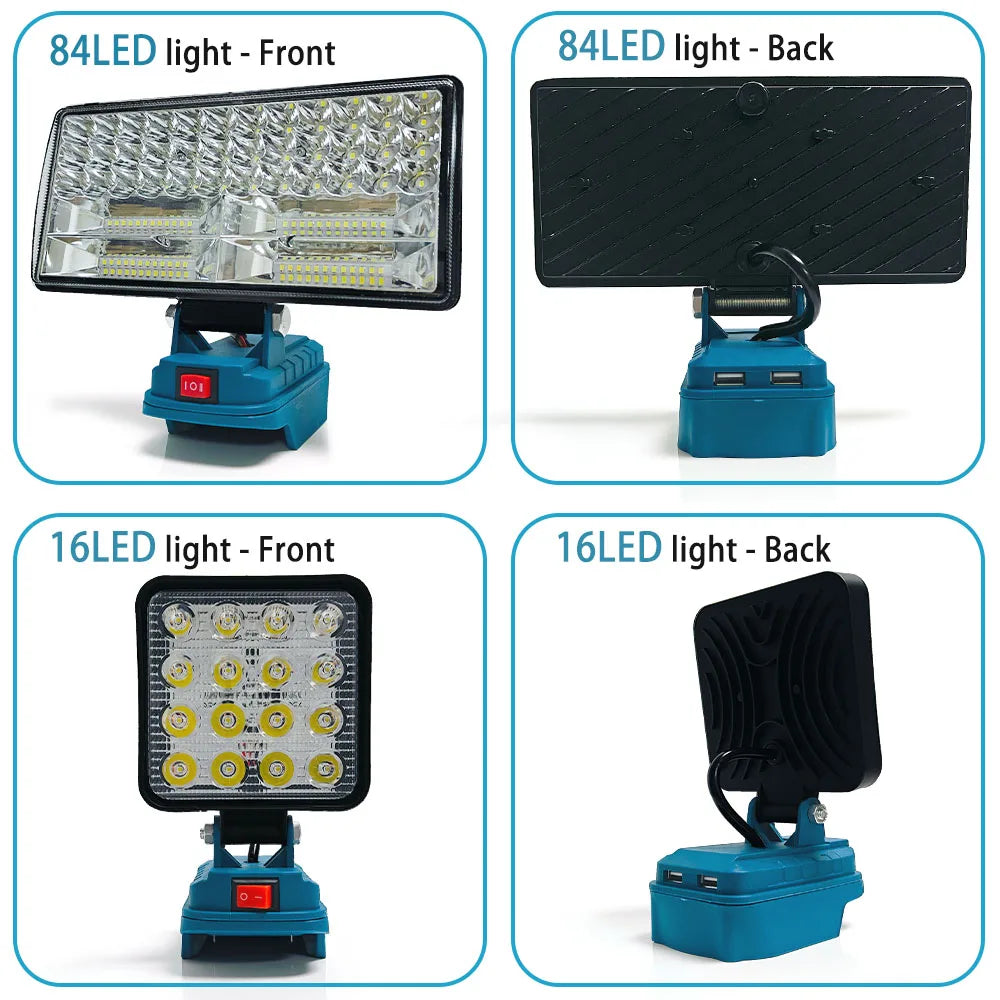 LED Work Light 3/4/8Inch For Makita 14.4V 18V Li-ion Battery Lamp With USB Outdoor Flashlight Lantern Camping Emergency Light