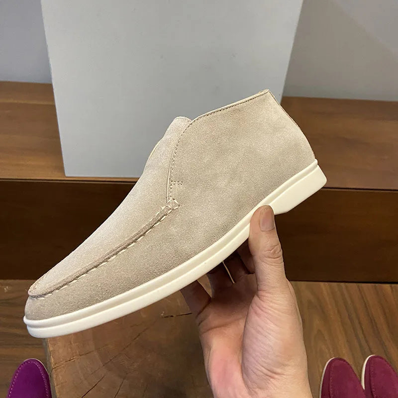 Large Size 44-47 High Top Loafers Shoes for Women, One Foot Retro Flat and Ankle Boots, Couple's Casual Shoes