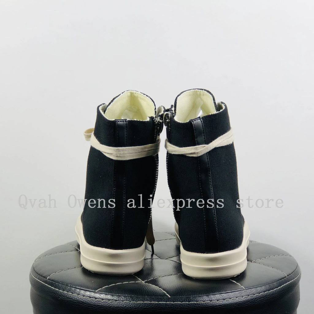 Women Casual Canvas Pu Shoes Luxury Trainers Lace Up Men Sneakers Zip High-TOP Hip Hop Autumn Flats Black Boots