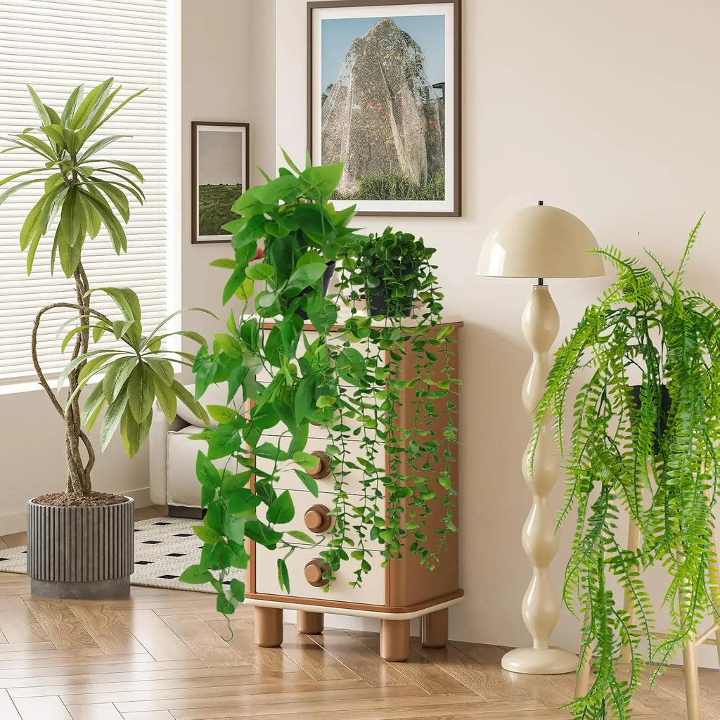 Fake Plants Artificial Hanging Plants Fake Potted Greenery Faux Eucalyptus Boston Fern String for Farmhouse Indoor Outdoor Decor