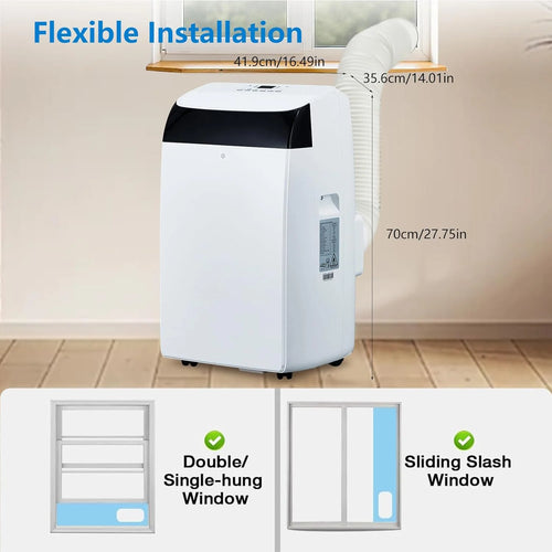 Climatiseur portable 14 000 BTU, unité de climatisation autonome 3 en 1 avec ventilateur, déshumidificateur, télécommande, mode veille