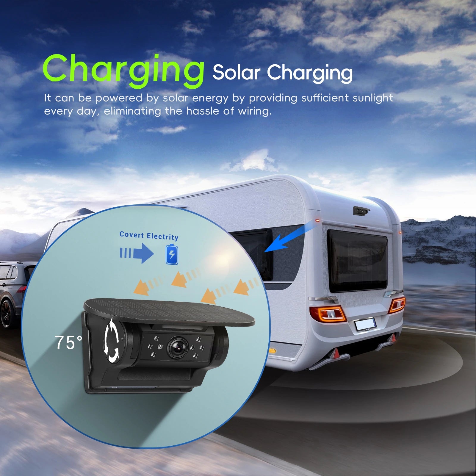 Leekooluu WiFi HD Car Camera Wireless Solar Panel 720P Infrared Night Vision Magnetic Camera IP67 Waterproof Front Rear View DVR
