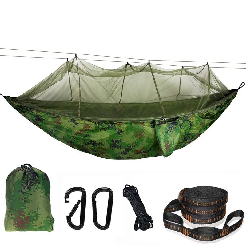 Lightweight Camping hammock with mosquito net Comfortable for Outdoor  Durable breathable 210T parachute nylon material Hammocks