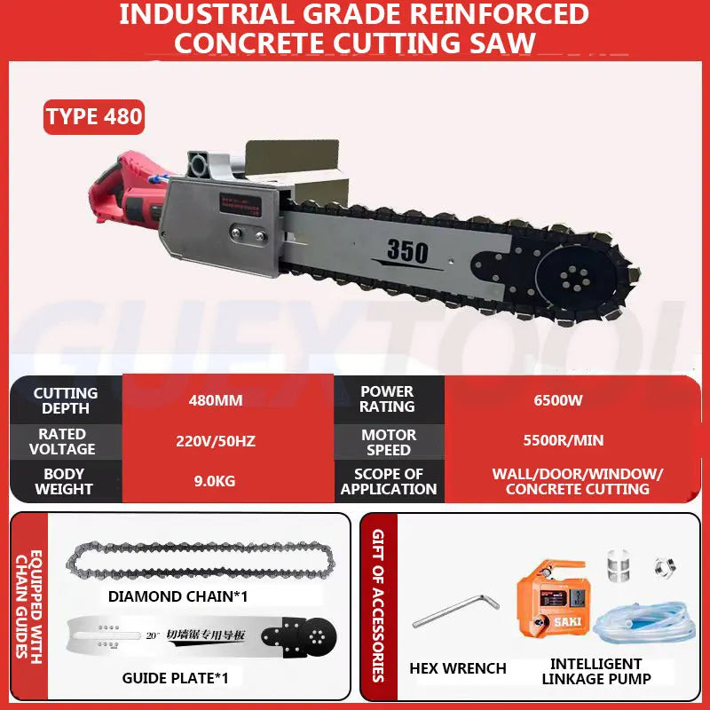High Power Reinforced Concrete Slotting And Cutting Machine Electric Chain Saw Cement Wall Cutting Machine Modify Doors Windows
