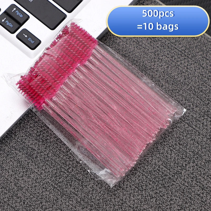 100/200/500Pcs Crystal Eyelashes Brush Comb Disposable Eye Lashes Extension Mascara Wands Makeup Professional Makeup Beauty Tool