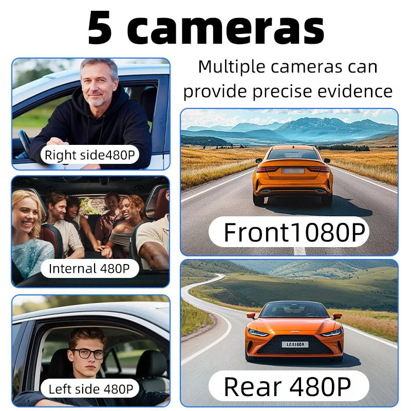 FHD 1080P 5 Channel Full HD Car DVR Wifi Dash Cam 5 Cameras Dashcam Video Recorder Night Vision Black Box 24H Parking Mode