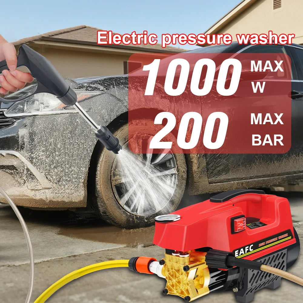 EAFC Car Wash Machine 200 Bar High Power 1000W 220V With Long Gun Machine Car Washer Water Gun Water Efficient cleaning tool