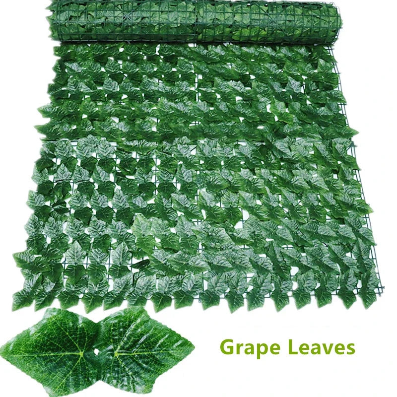 Artificial Privacy Fence Screen Faux Ivy Leaf Hedges 200/100cm Long Leaf Fence Panels Indoor Outdoor Garden Deck Balcony Screen