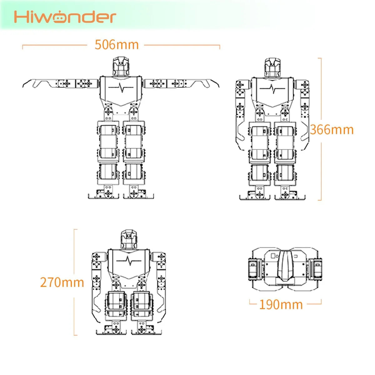 Hiwonder H5S 16DOF Humanoid Robot Singing & Dancing, Educational Programmable Bionic Robot Assembled