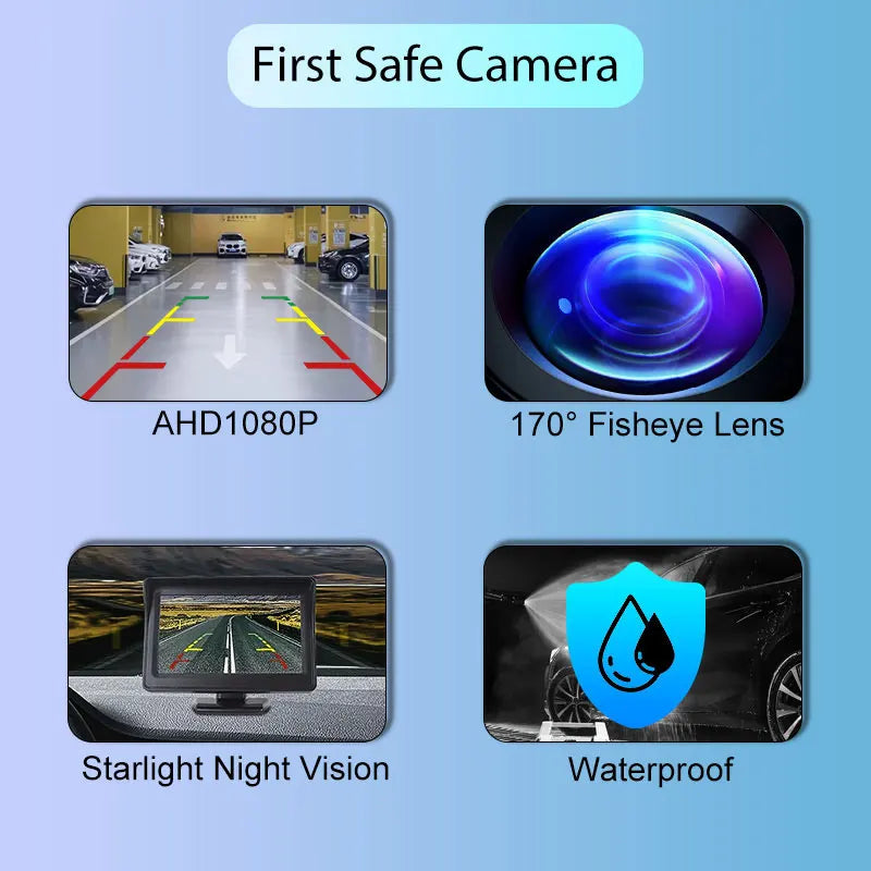 Universal AHD CVBS 170° Fisheye Car Rearview Camera, HD Night Vision Waterproof Reverse Backup Lens with Korean-Style Screw