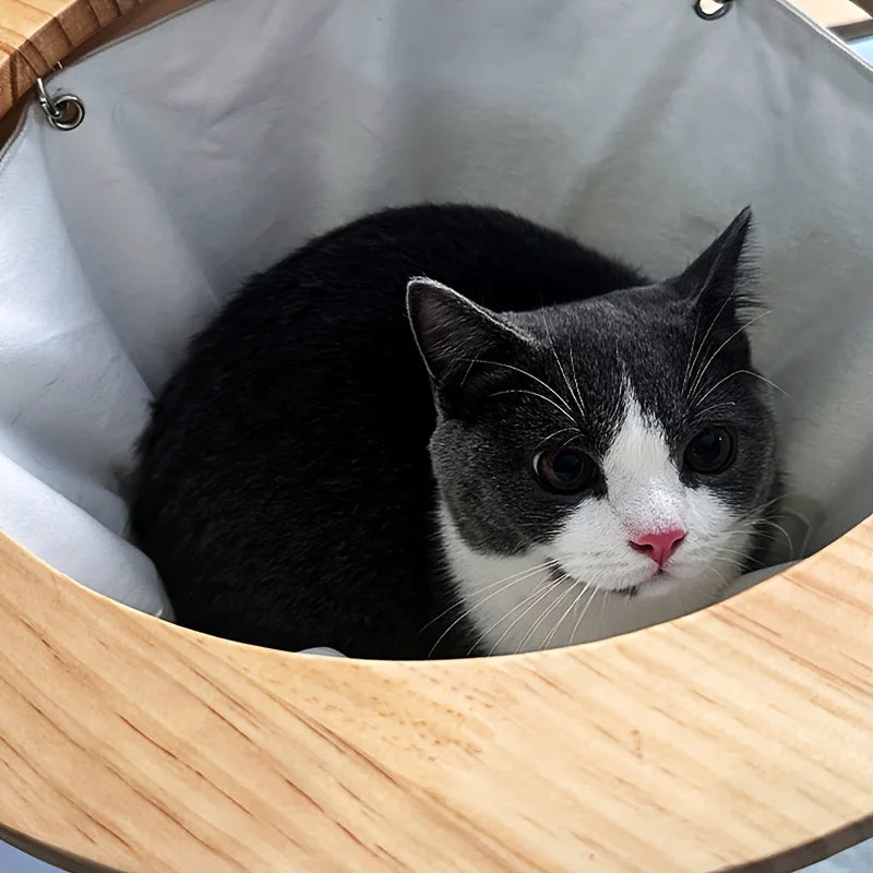 DIY Wall-mounted Cat Hammock, Wooden Cat Bed for Indoor Cats, Cat Jumping Platform Climbing Toy