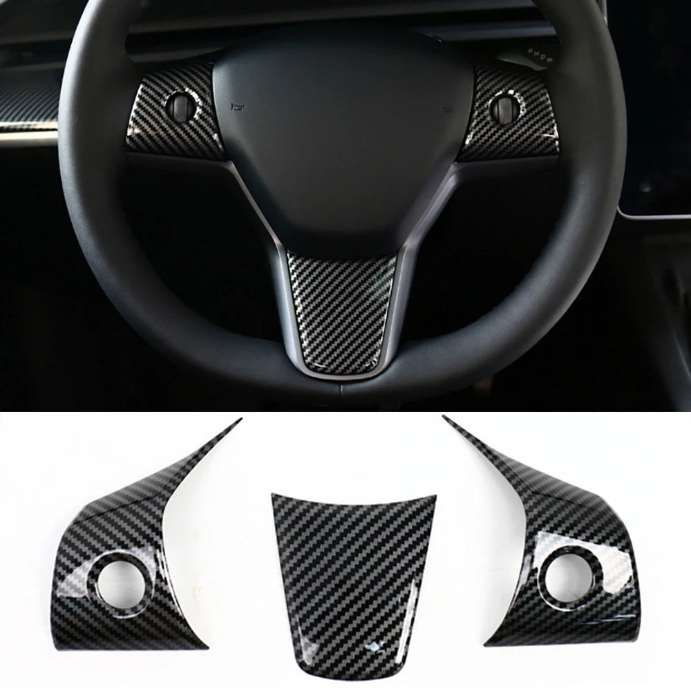 for Tesla Model Y 3 2023 ABS Carbon Fiber Center Console Wrap Cover Kit Dashboard Armrest Door Side Trim Sticker Accessories