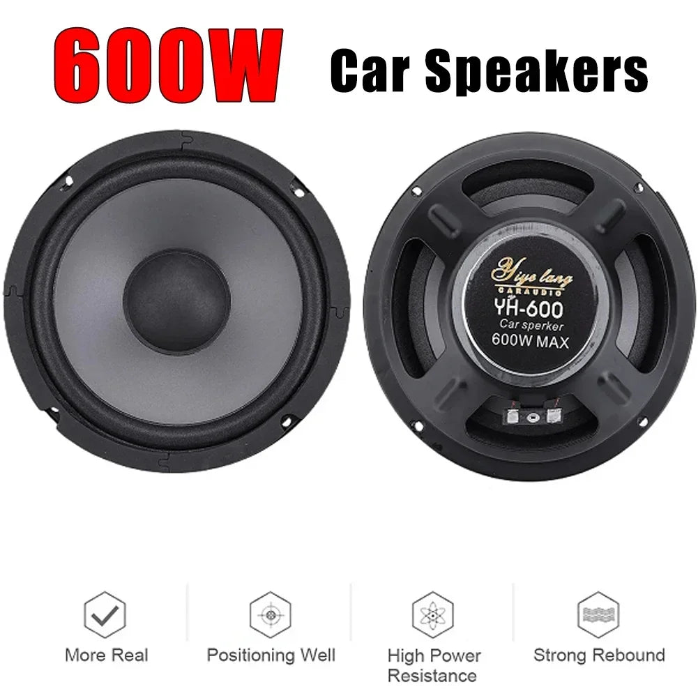 1PCS Car Speakers 600W 2-Way Vehicle Door Auto Audio Music Stereo Subwoofer Full Range Frequency Automotive Speakers