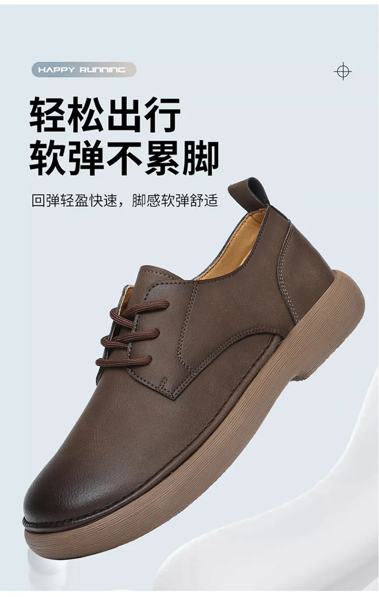 Men's Shoes 2026 Spring New Wide Head Genuine Leather Men's Shoes Breathable Trendy Retro Casual Leather Shoes Men