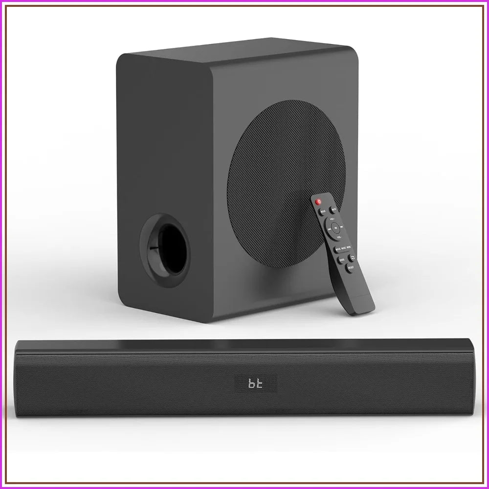 Barre de son sans fil avec caisson de basses, home cinéma 2.1 canaux, HDMI ARC optique USB, fixation murale, 3 modes EQ pour TV PC Gaming