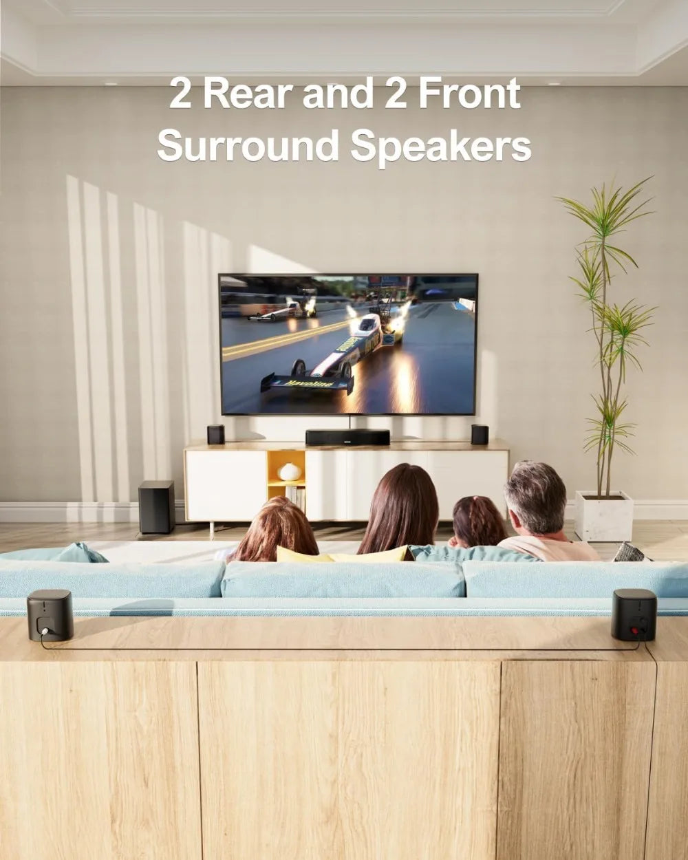 Barre de son ambiophonique virtuelle 7.1 canaux avec 4 haut-parleurs ambiophoniques, puissance de crête de 330 W, contrôle par application, Opt/AUX/BT, Aura A40
