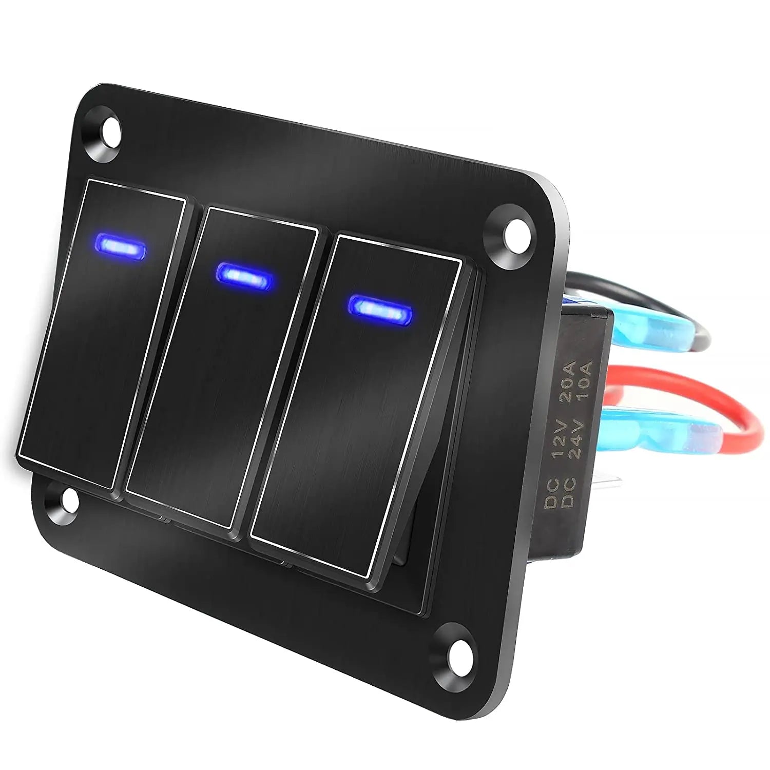 Durable metal 2-8Gang rocker switch panel with LED light, waterproof and overload protection for car card, vehicle and vessel