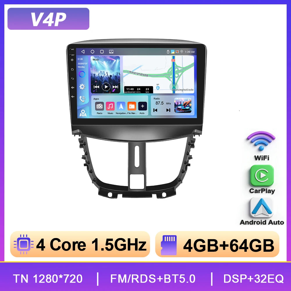 Podofo 6+128G Wireless CarPlay Car Radio