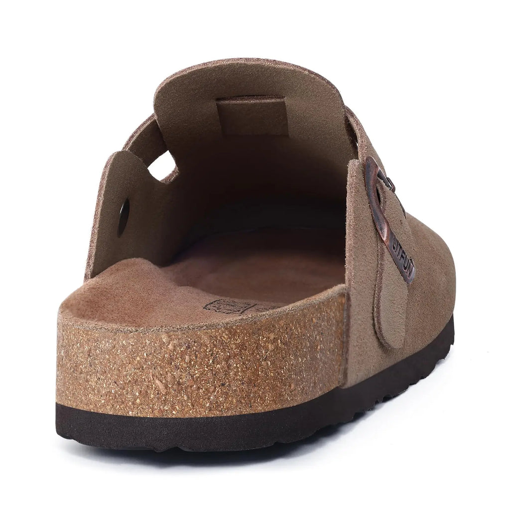 Asgard Women's Genuine Leather Clogs Soft Cork Footbed Cow Suede Mules With Adjustable Strap Fashion Comfort Slip on Slippers