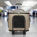 Rolling Pet Carrier Quiet Wheels Feline Carrier Suitcase Feline Travel Bag Trolley Handle Multiple Carrying Options for Outdoor