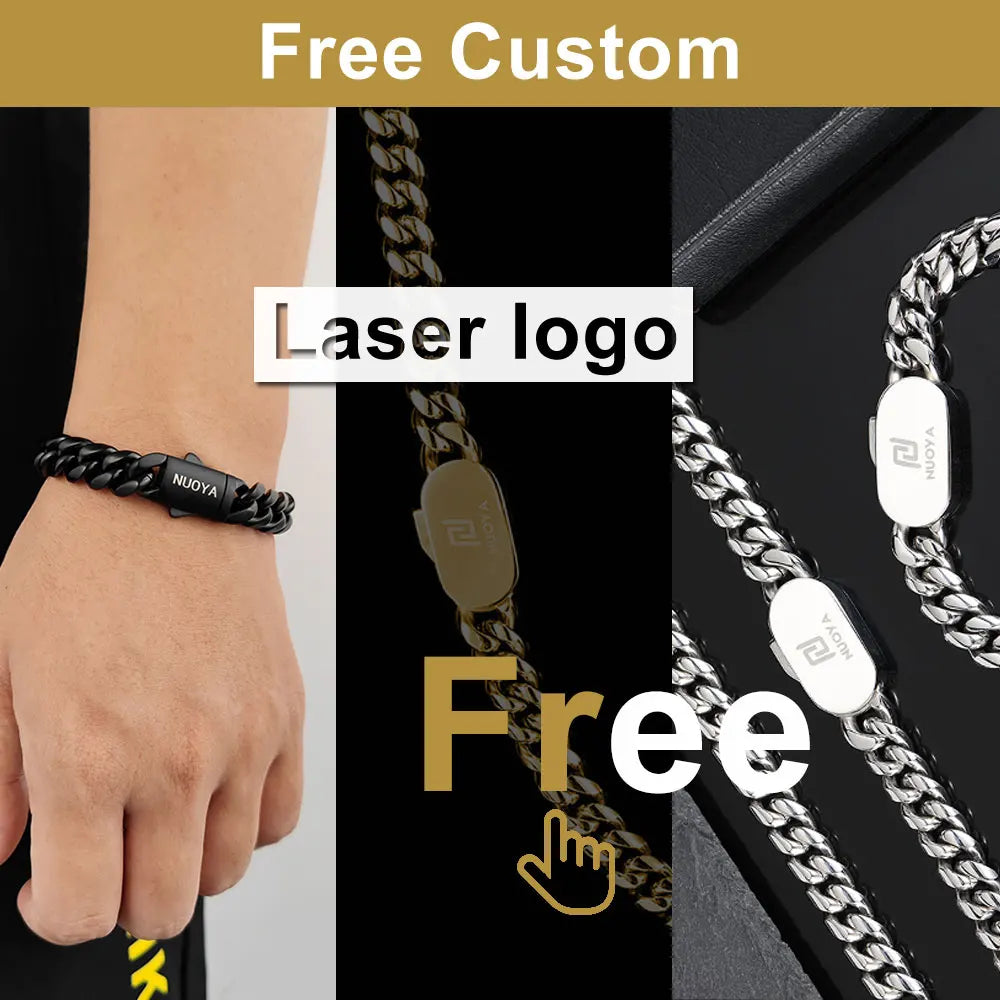 Wholesale Hip Hop Jewelry Stainless Steel Men Flat 4 Side Curb Cuban Link Chain Necklace For Men Drop Shipping