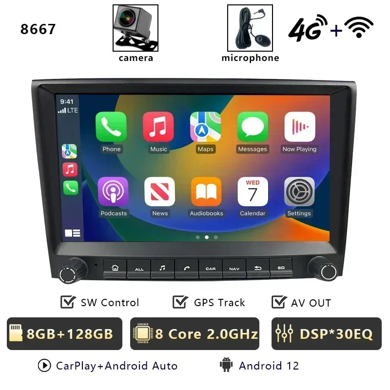 CHSTEK Carplay Android 13 Pour Porsche 911 987 997 Cayman Boxster Autoradio Lecteur Multimédia GPS WIFI 4G RDS Bluetooth