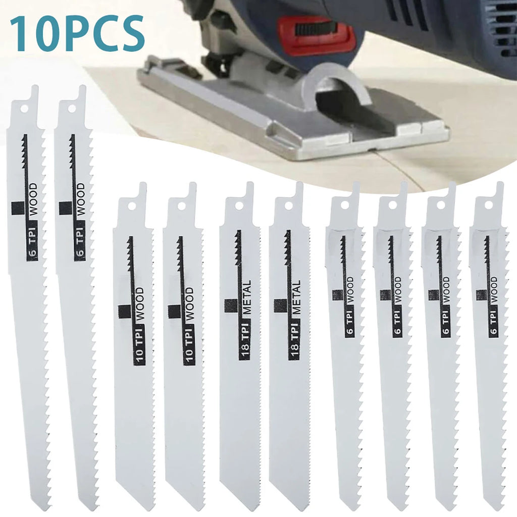 10Pcs Reciprocating Saw Blades Multi-Purpose Saber Saw Handsaw for Wood Metal Plastic Pipe Cutting Power Tool Accessories