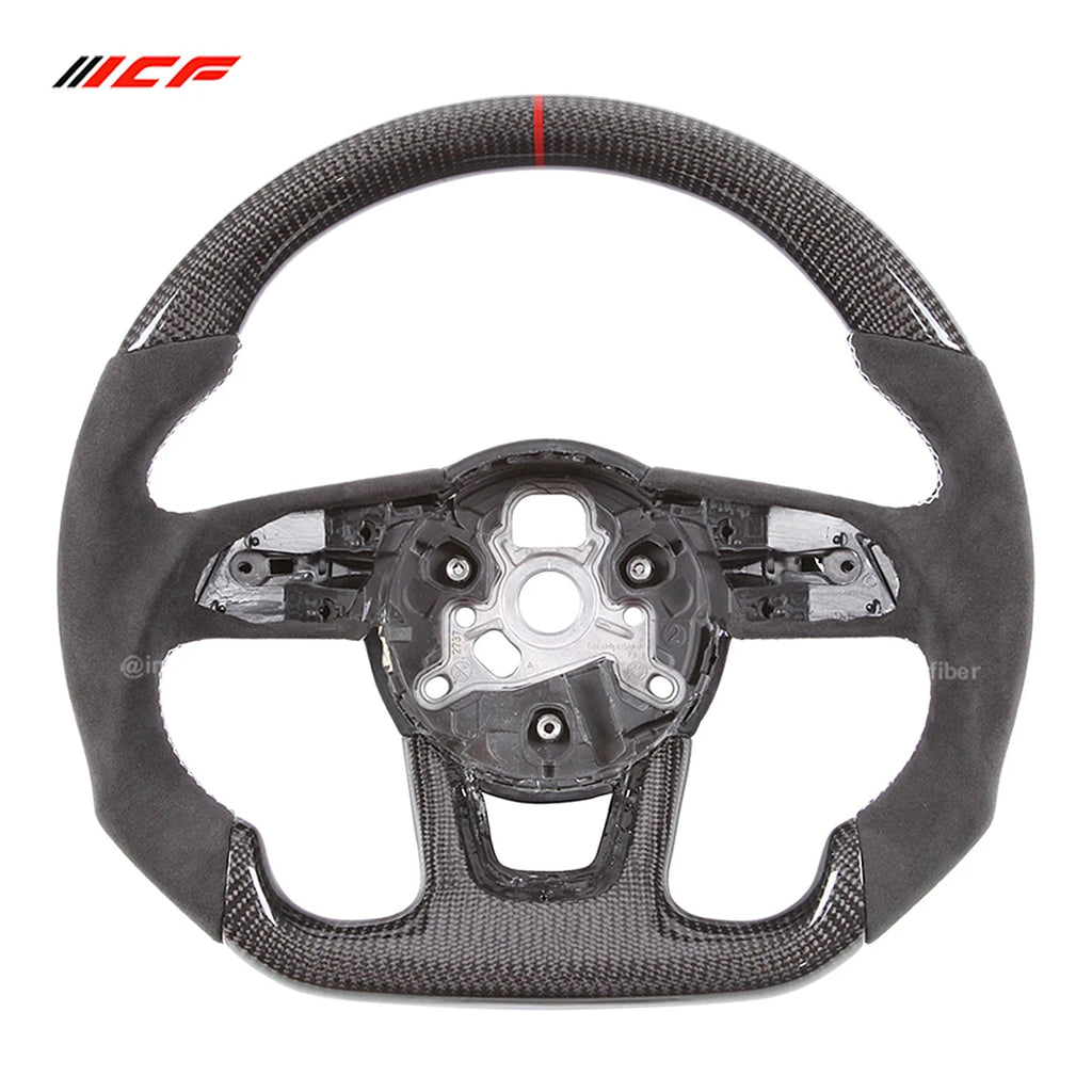 ICF Carbon Fiber Steering Wheel For Audi A3 A4 B9 RS3 S3 RS4 S4 A5 S5 Customized Suede Leather