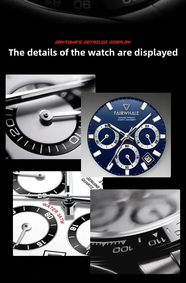 Fashion Men's Sport Quartz Watch | Luminous Chronograph 3-Eye Business Relogio Masculino | Waterproof Casual Wristwatch
