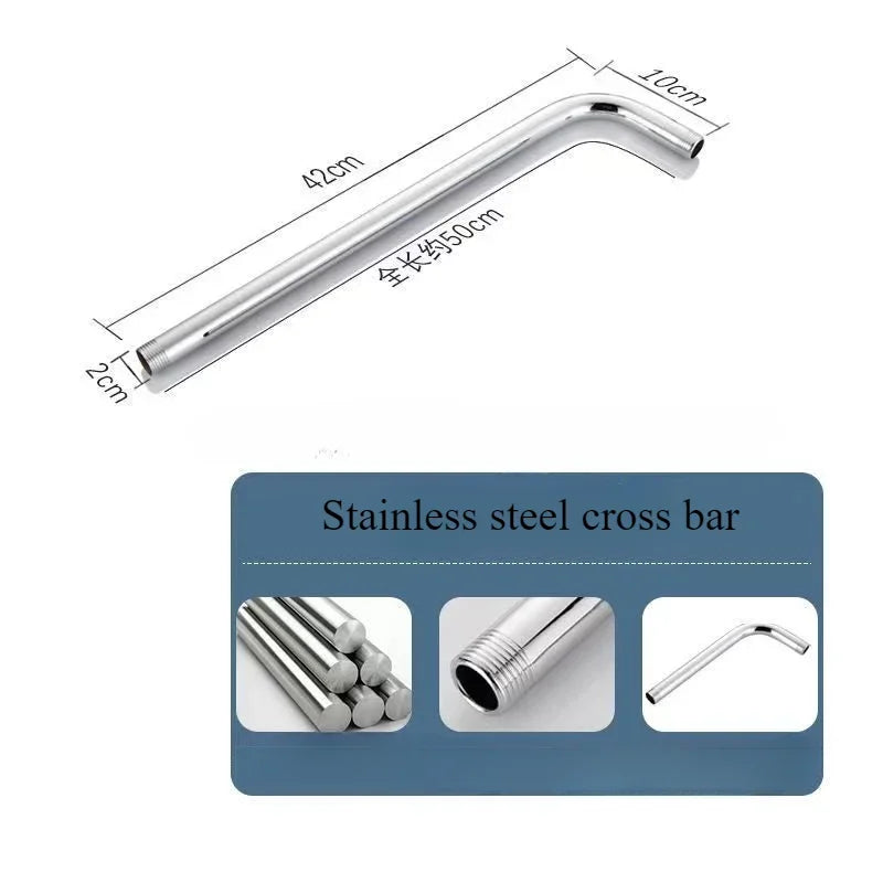 Stainless Steel Shower Head Extension Arm Wall-mounted Rain Extension Tube Shower Seat Basic Bathroom Accessories
