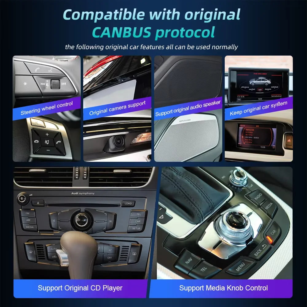 Android 14 8+128GB CarPlay For Audi Q7 4L 2005-2015 MMI 2G 3G GPS Car Multimedia Player Navigation Auto Radio Stereo DSP WIFI