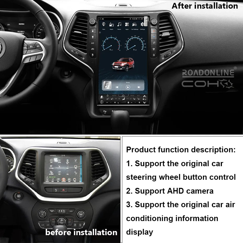 Pour Jeep Cherokee 2016-2021 Résolution 1080*1920 UIS7862 Octa-core 8+128 Go Système de Navigation GPS pour Voiture CarPlay Radio Multimédia Vidéo