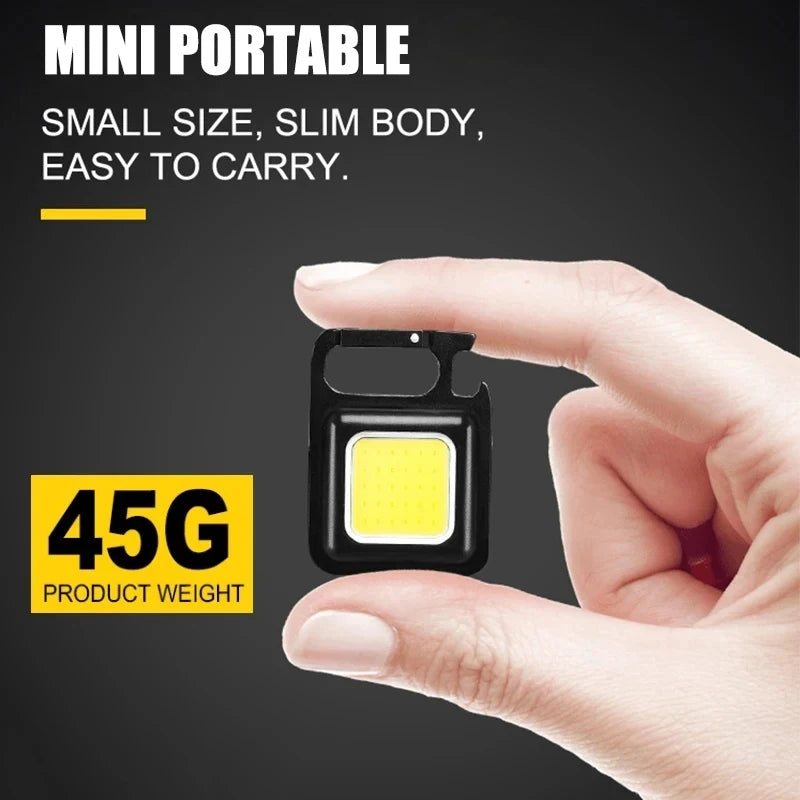 LED Flashlight Super Bright 1500LM Folding Bracket Bright EDC Keychain USB Rechargeable Waterproof Light Outdoor Camping Tools