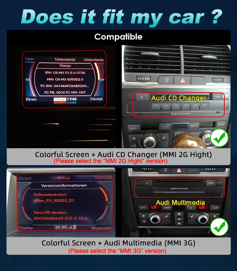 Android 14 8+128GB CarPlay For Audi Q7 4L 2005-2015 MMI 2G 3G GPS Car Multimedia Player Navigation Auto Radio Stereo DSP WIFI
