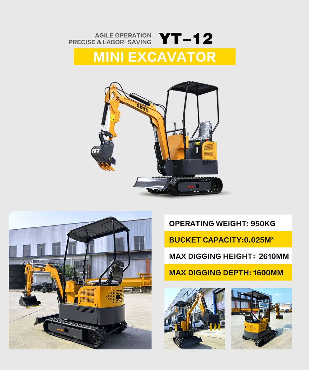 1.2 Ton Mini Excavator Epa Euro5 Small Crawler Digger Machine For Garden Mini Digger Reinforced Chassis For Home Use