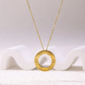 Stainless Steel Six Zircon Hollow Circle Fashion Style Men Chain Necklace For Women Jewelry Collar Pendant Friends Gifts