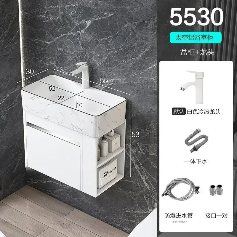 Compact Mini Bathroom Cabinet Minimalist Storage Ceramic Integrated Bathroom Vanity Cabinet Modern Archivadores Trendy Furniture