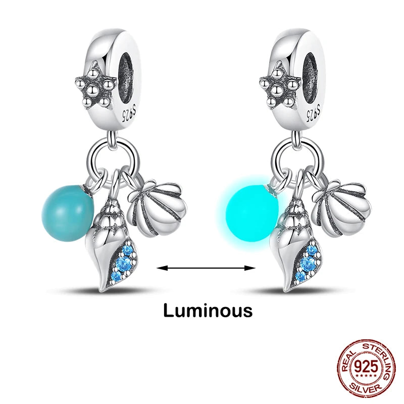 Hot Sale 925 Silver Glow in the dark Firefly Honeybee Star Charms Beads Fit Qikaola 925 Original Bracelets Fine DIY Jewelry Gift